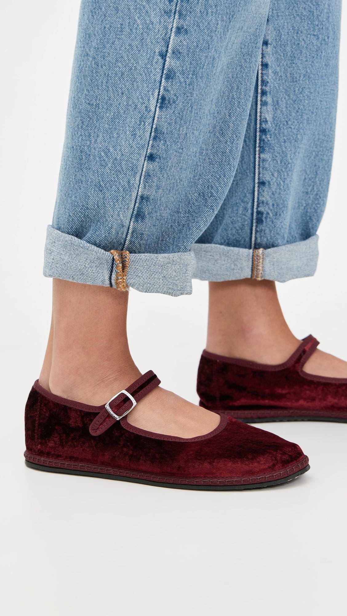 Mary Jane Satin Velvet Flats | Shopbop
