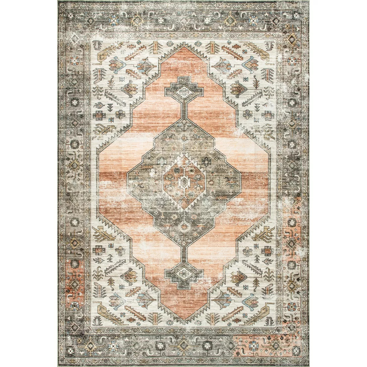 nuLOOM Gracie Distressed Medallion Machine Washable Area Rug | Target