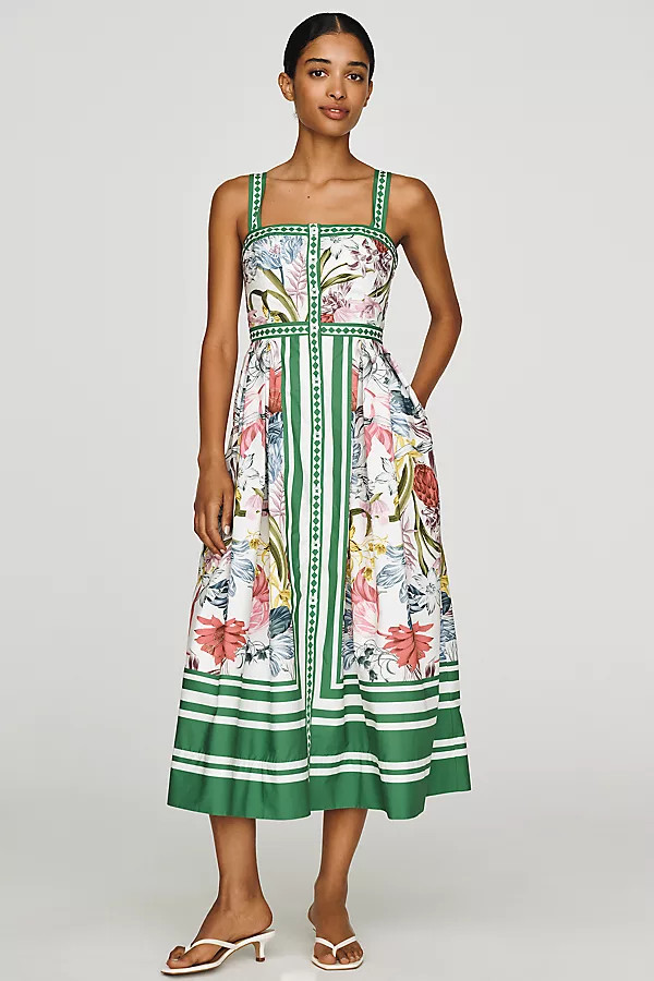 Maeve Cotton Printed Midi Dress | Anthropologie (US)