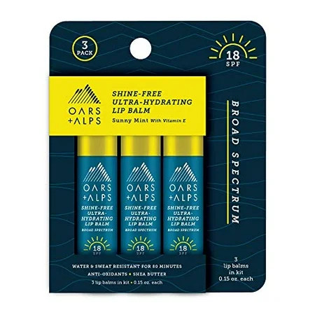 Oars + Alps Shine Free Lip Balm and SPF 18 Sunscreen Lip Care with Sunny Mint Scent Water and Sweat  | Walmart (US)