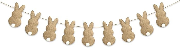 8.2Ft Easter Banner 3D Felt Bunny Tail Hanging Garland Cute Rabbit Burlap Garland Banner for East... | Amazon (US)