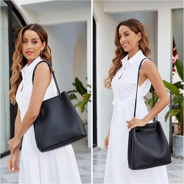 Tote Bag for Women Large Shoulder Bag Work Casual Handbags 2024 with Adjustable Strap 2PCS | Amazon (US)