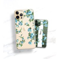 Personalized Flower Phone Case - Custom Monogram Gift For Her, Clear Iphone Or Galaxy Blue Cottagecore Women Cc-Flb | Etsy (US)
