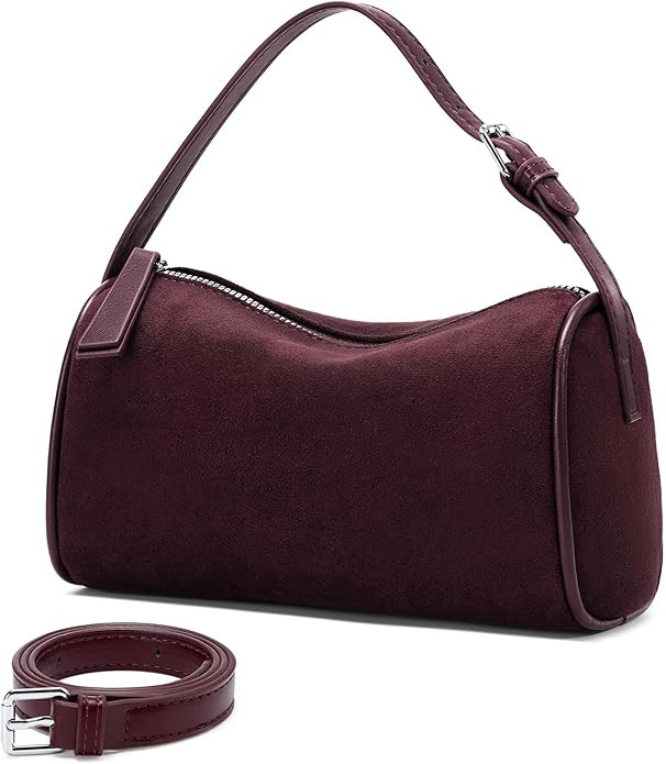 Suede Leather Crossbody Purses Bag for Women,Small Barrel Hobo Purse with Adjustable Strap Design... | Amazon (US)