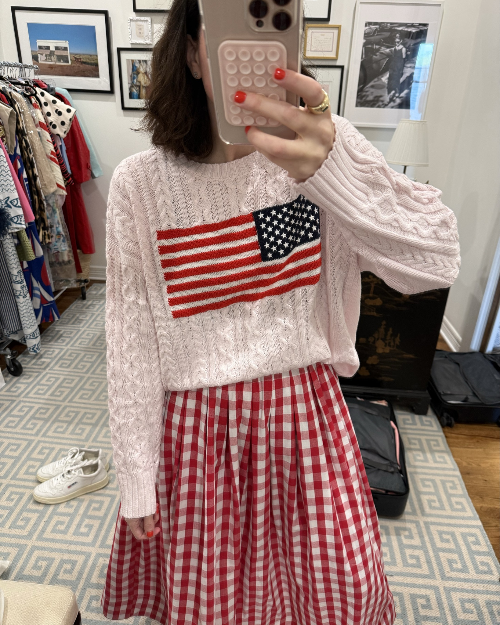Run don’t walk for this $35 flag sweater ♥️ I’m wearing the medium. Runs true  

#LTKOver40 #LTKSaleAlert