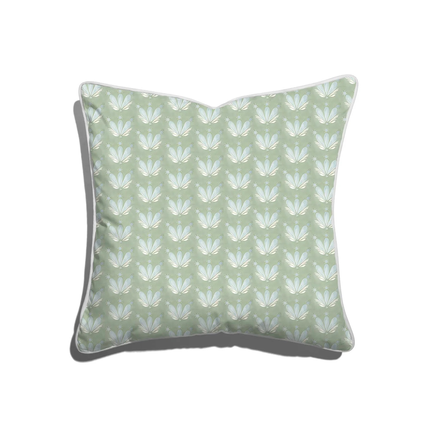 Blue & Green Floral Drop Repeat Pillow | Pepper