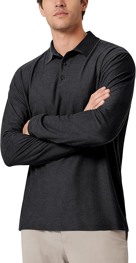 ODODOS Men's Performance Long Sleeve Polo- odSTRATUM Tech Golf T-Shirts Ultra Soft Moisture Wicki... | Amazon (US)