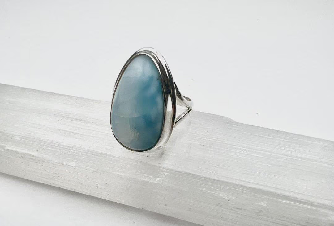 Statement Sterling Silver Larimar Ring - Etsy | Etsy (US)