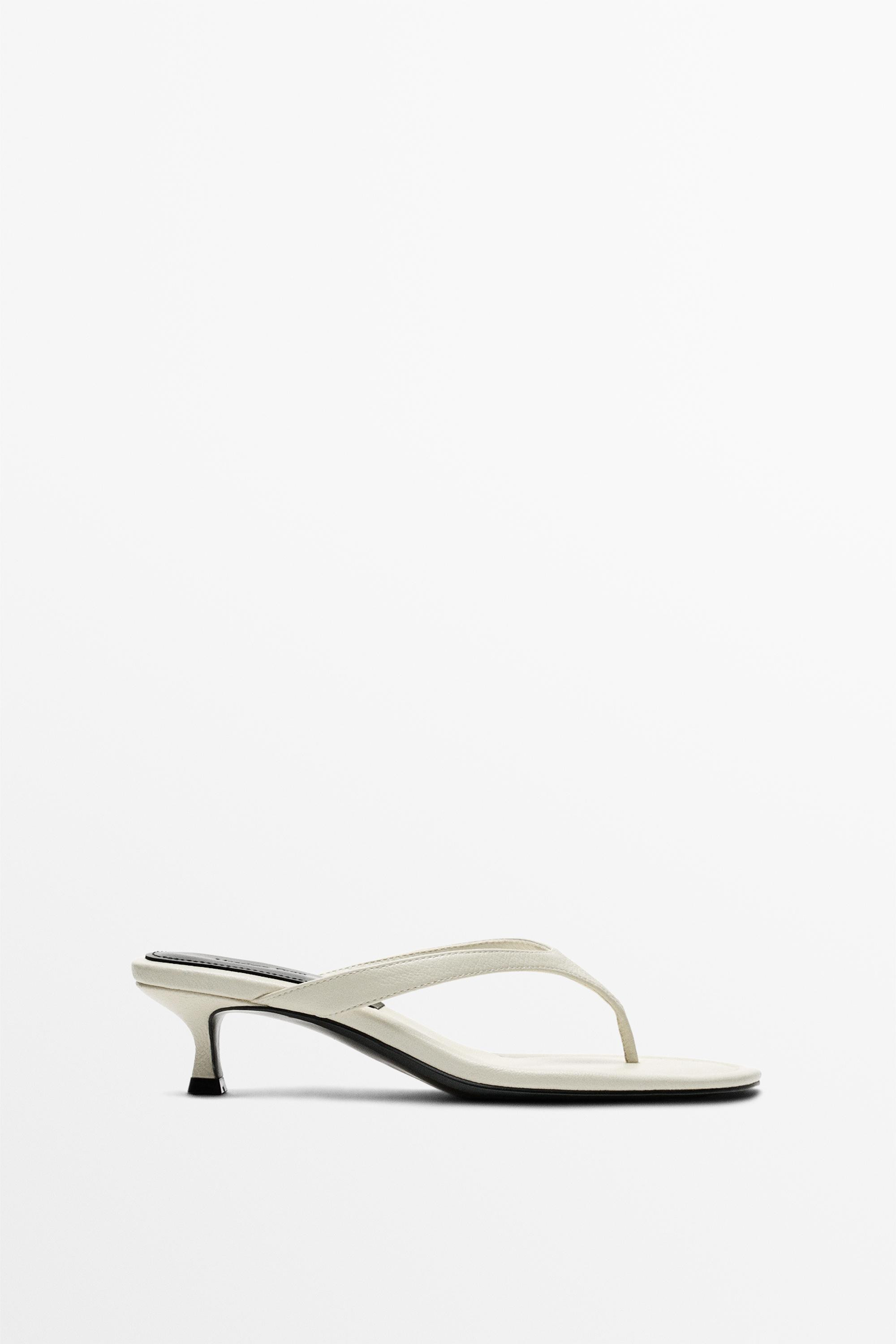 Leather heeled sandals | Massimo Dutti UK