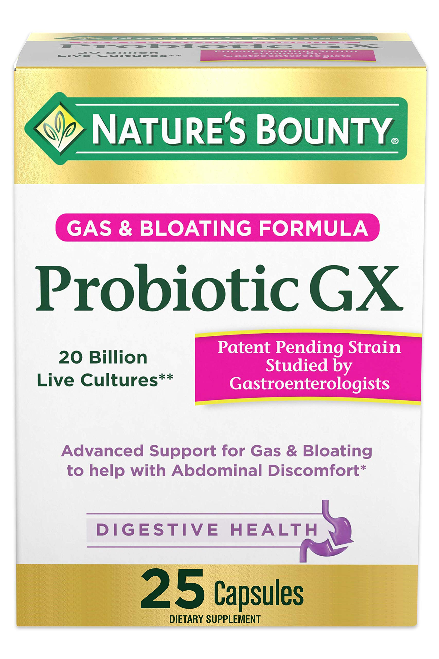 Nature's Bounty Probiotic GX, Helps with Occasional Gas and Bloating, Dietary Supplement, Digesti... | Amazon (US)