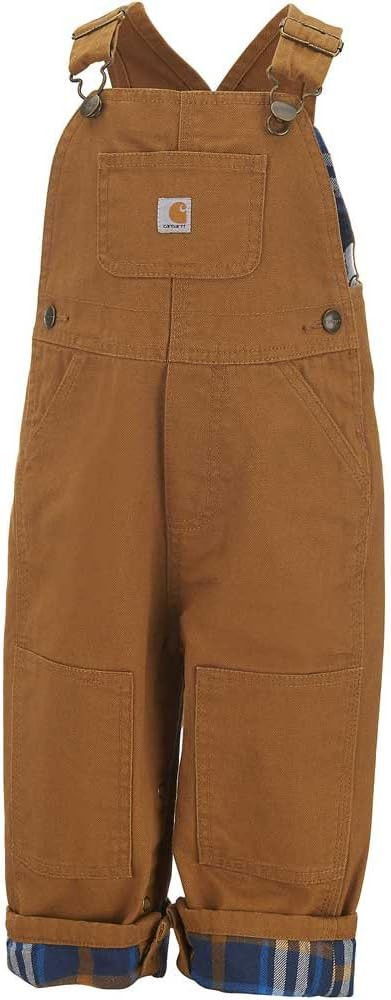 Carhartt Baby Boys' Washed Canvas Flannel Lined Bib Overall | Amazon (US)