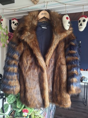 MARCIANO (Guess) Faux Fur brown autumn Mash Up Jacket NEW euro 38 uk 10 coat | eBay US