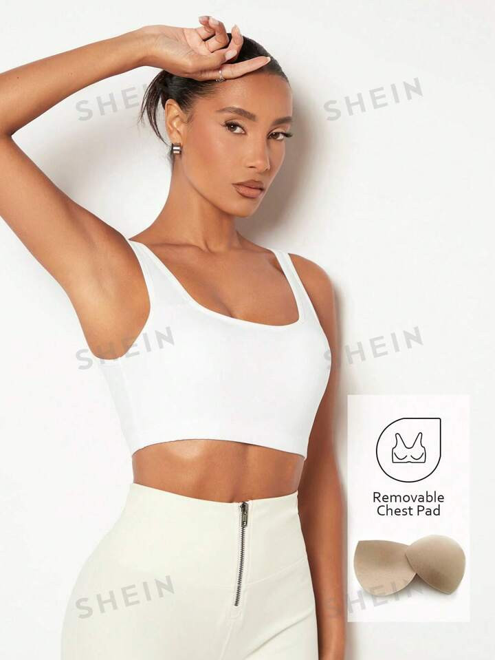 SHEIN BASICS Women's High Stretch Knit Padded Bra Camisole With Strap, Multicolor 3pcs/Set | SHEIN