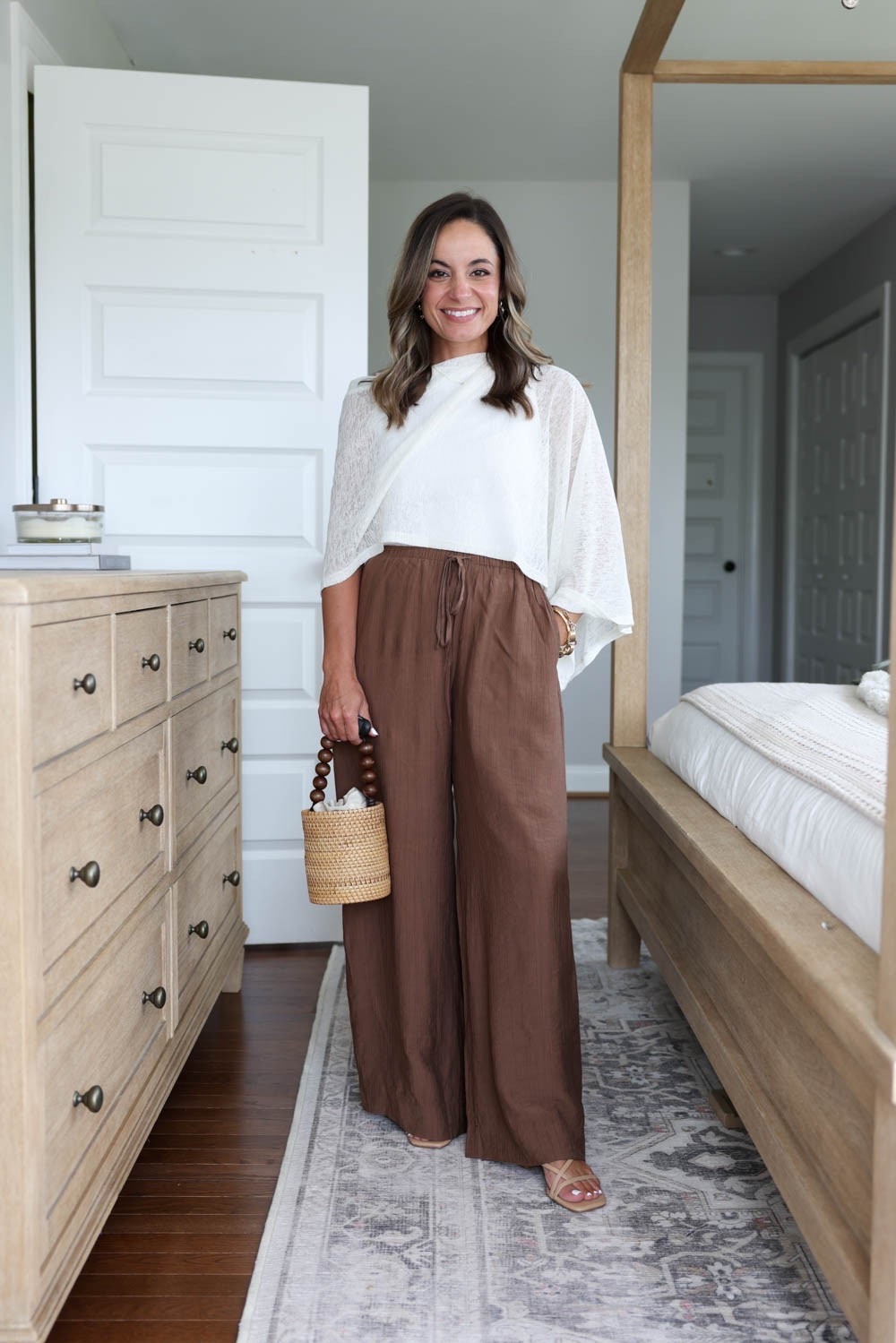 Four outfit ideas with a summer poncho 

Poncho (free people) one size - well proportioned for petites 

Pants (Abercrombie): xxs short / 28.5” inseam, I need a heel 
Tank top (Quince): xs 
Heels (Dolce Vita): true to size, tight on toes

#LTKPetite