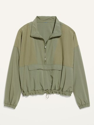 Oversized StretchTech Cropped Quarter-Zip Windbreaker Jacket for Women | Old Navy (US)