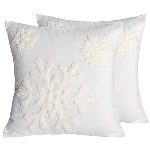 Afirmly 18x18,Cotton Christmas Blessing Throw Pillow Cover for Bed Sofa Cushion Car Snowflake Emb... | Amazon (US)