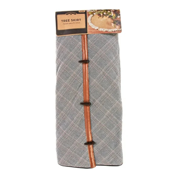 Holiday Time Gray Christmas Tree Skirt with Copper Trim, 56" - Walmart.com | Walmart (US)