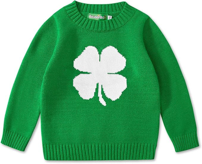 BesserBay Unisex Toddler St.Patrick's Day Irish Clover Knitted Pullover Sweater 12M-6Y | Amazon (US)
