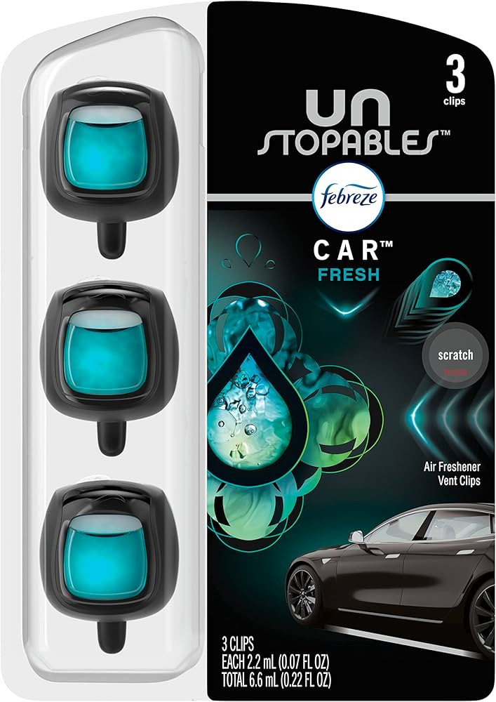 Febreze Unstopables Car Odor-Fighting Car Freshener Vent Clip Fresh, .07 fl oz. Car Vent Clip, Pa... | Amazon (US)