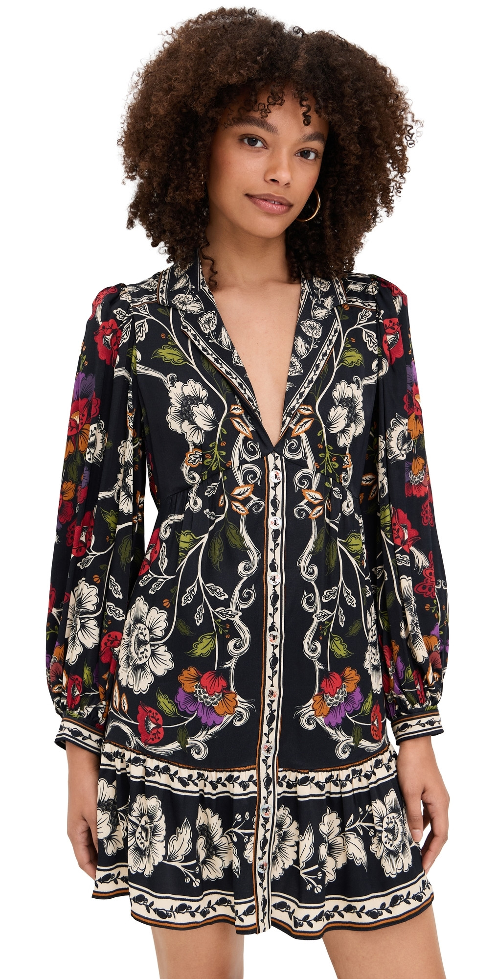 FARM Rio Rococo Flowers Black Mini Dress Rococo Flowers Black L | Shopbop