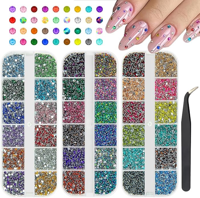 36 Color 2mm Small Crystal Resin Rhinestones for Bedazzling Crafting SS6 Tiny Flatback Stones Col... | Amazon (US)