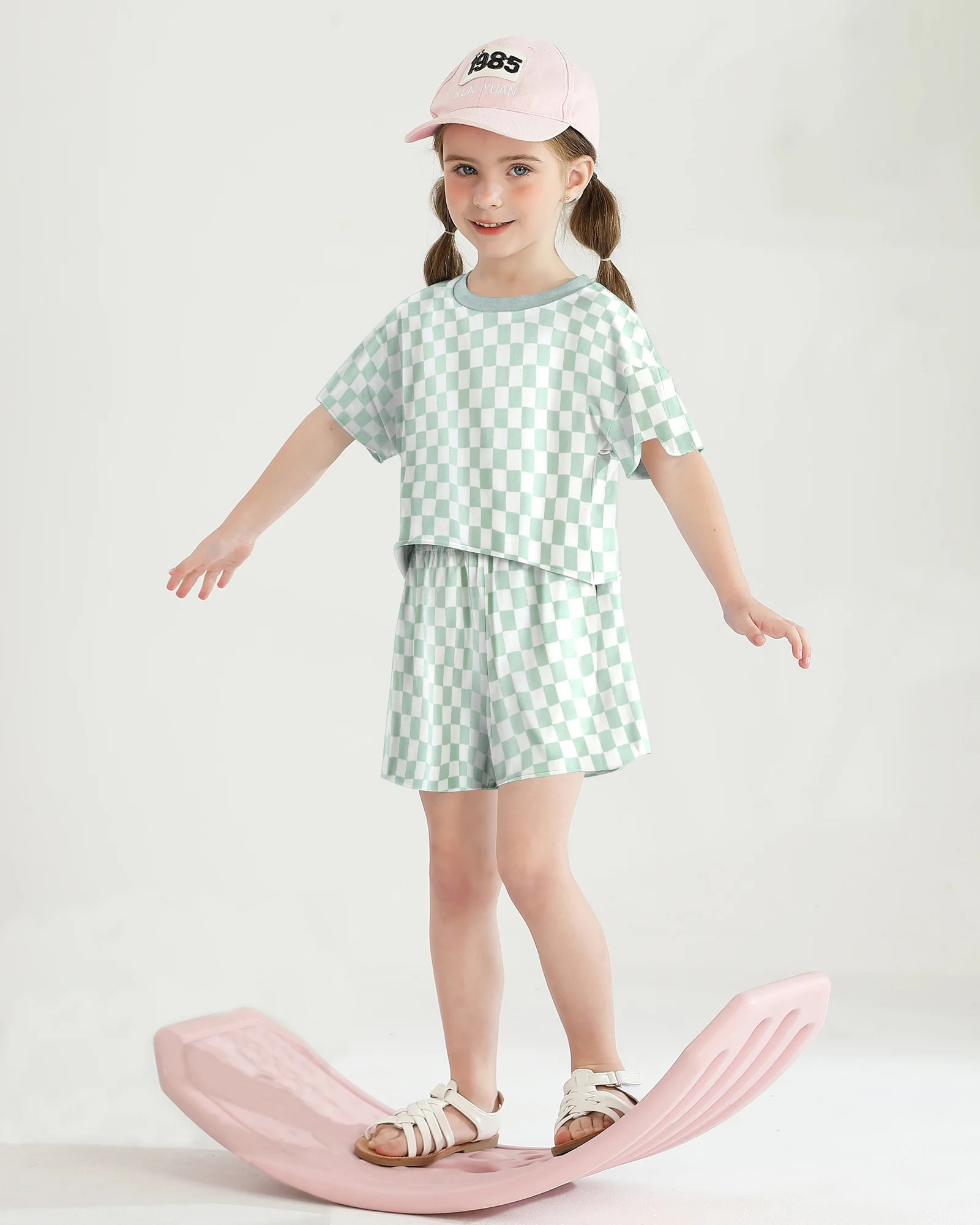 CARETOO Toddler Girl Clothes Outfits Casual Summer Plaid Shirt Shorts Headband Cotton Fabric 3pcs | Walmart (US)