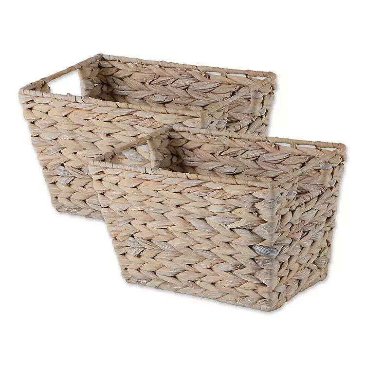 Whitewashed Woven Water Hyacinth Baskets, Set of 2 | Kirkland's Home
