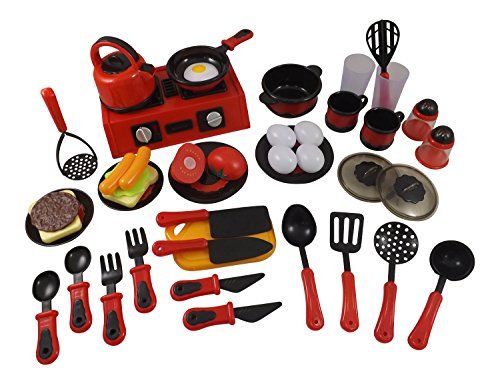 44 Piece Mini Breakfast Stove Kitchen Appliance Play Food Toy Set for Kids | Amazon (US)