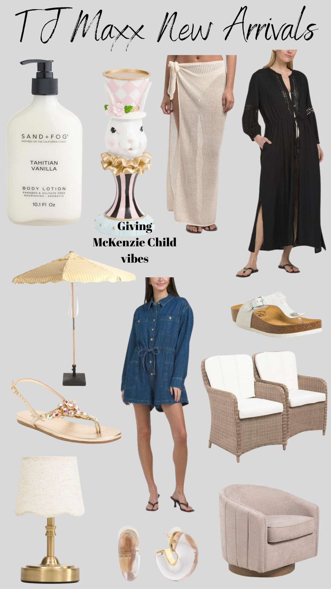 T J Maxx new ArrivalsSpring, swimsuit cover up, slides, sandals, lotion, easter, umbrella, outdoor furniture, sandals, skirts, beach, pool, vacations, jean dress, rodeo season, sales, deals, affordable fashion, affordable looks, style tips, fashion tips, beauty finds, 

#LTKSaleAlert #LTKTravel #LTKSeasonal