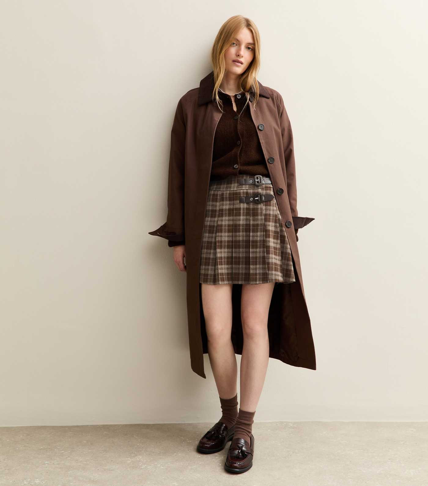 Brown Pleated Check Mini Skirt | New Look | New Look (UK)