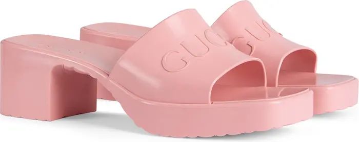Gucci Rubber Logo Platform Slide Sandal | Nordstrom | Nordstrom