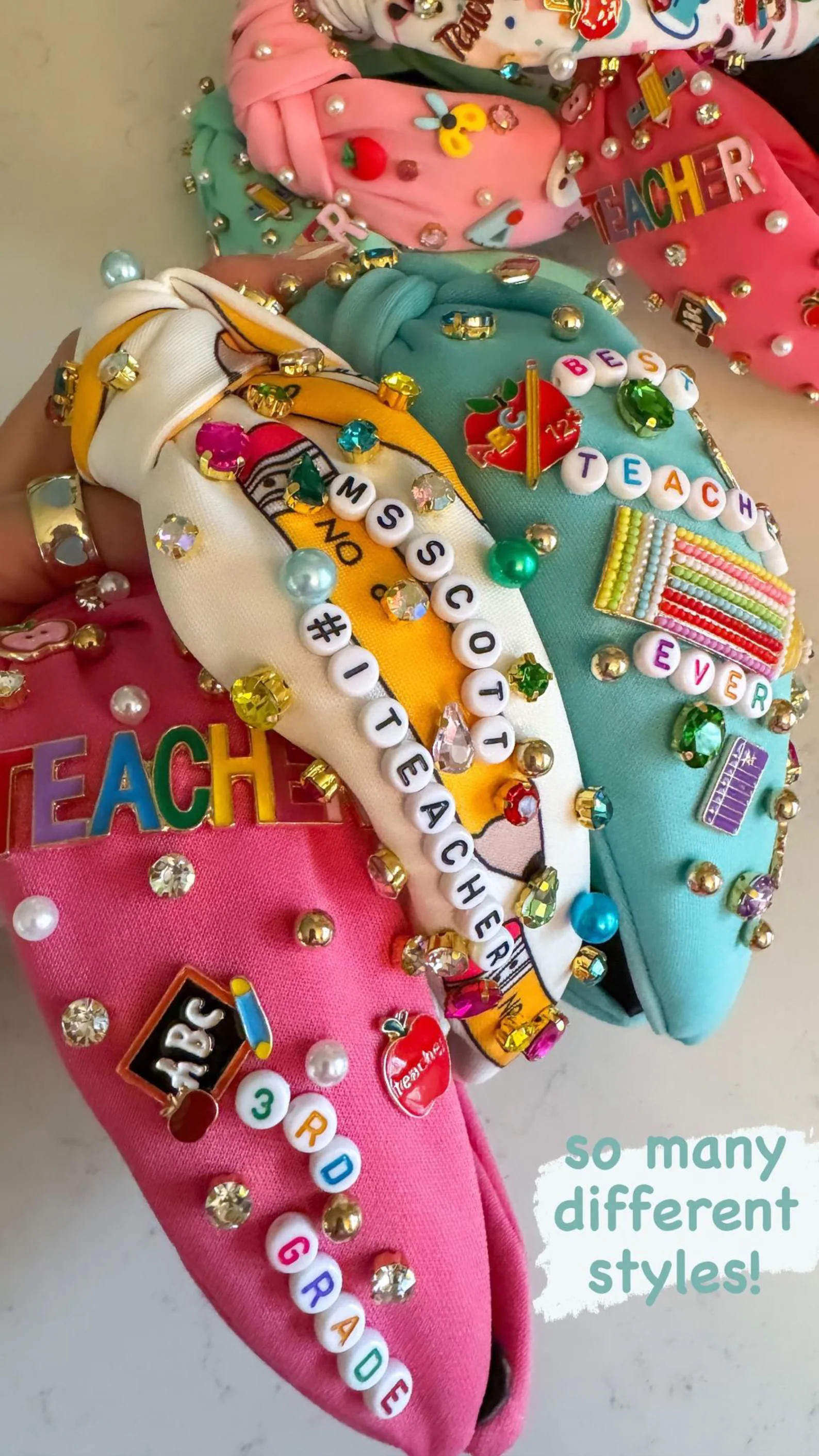 Personalized Teacher Beaded Knot Headband Teacher Knotted Headband Teacher Appreciation Gift Idea... | Etsy (US)