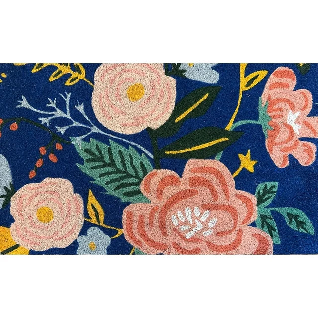 Mainstays 17x30 Blue Floral Printed Coir Doormat | Walmart (US)