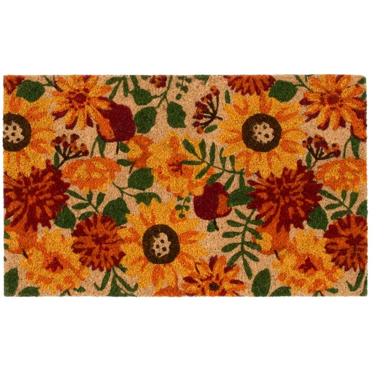 Way To Celebrate Fall Flowers Coir Outdoor Mat, 18"x30" - Walmart.com | Walmart (US)