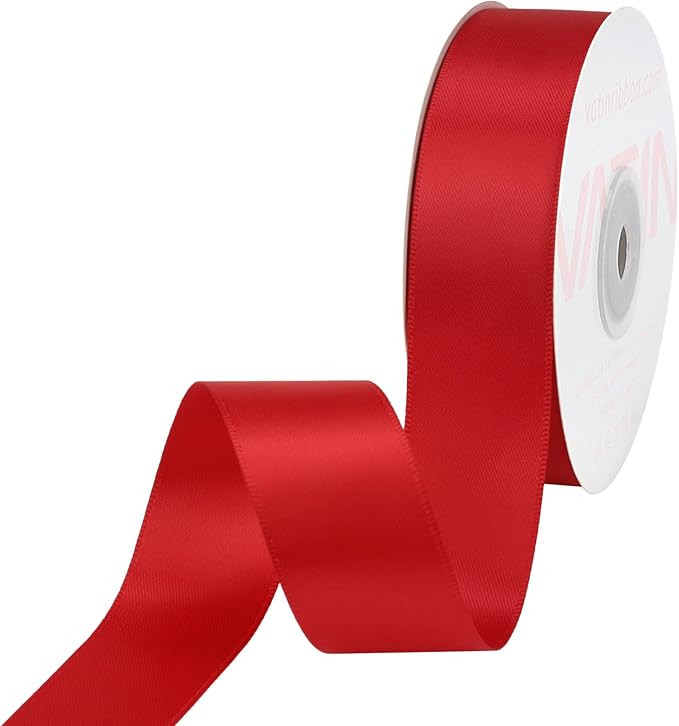 VATIN Double Face Red Satin Ribbon 1" Continuous 25 Yards,Red Polyester Fabric Ribbon use for Bow... | Amazon (US)