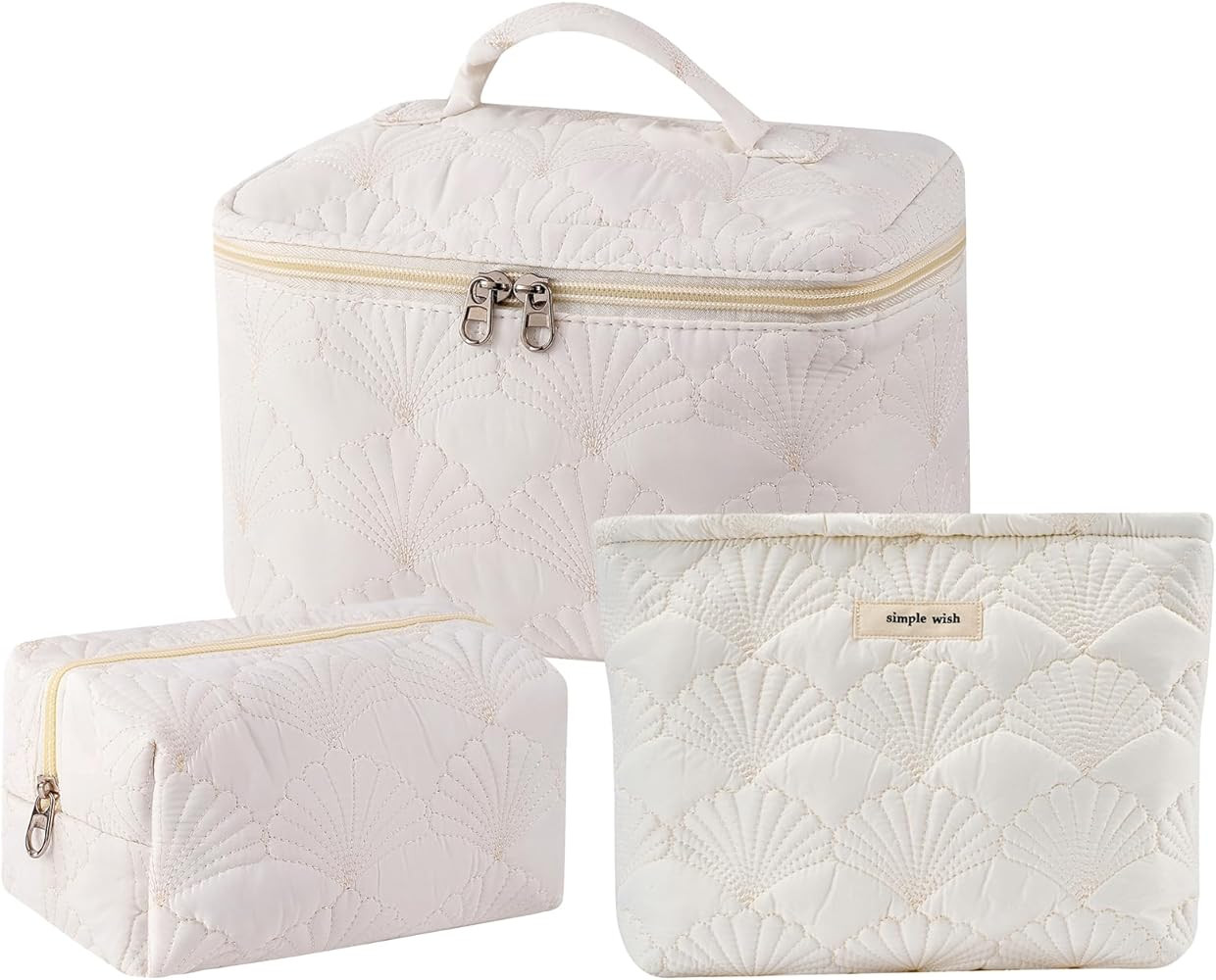 3Pcs Quilted Cotton Coquette Makeup bag, Coastal Granddaughter Aesthetic Cosmetic Bag, Cute Seash... | Amazon (US)
