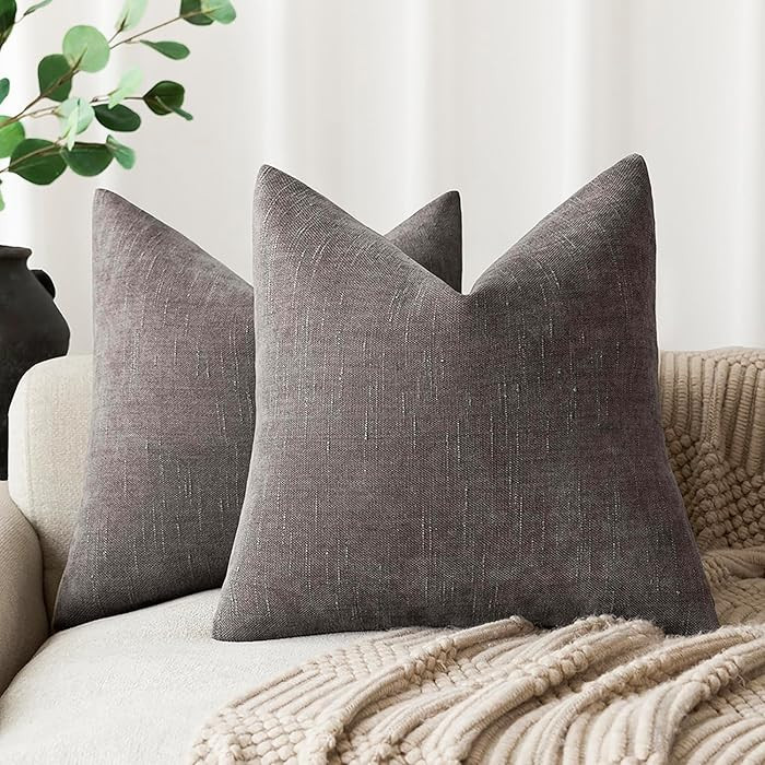 Foindtower Pack of 2 Soft Textured Throw Decorative Pillow Covers Square Accent Solid Cushion Cov... | Amazon (US)
