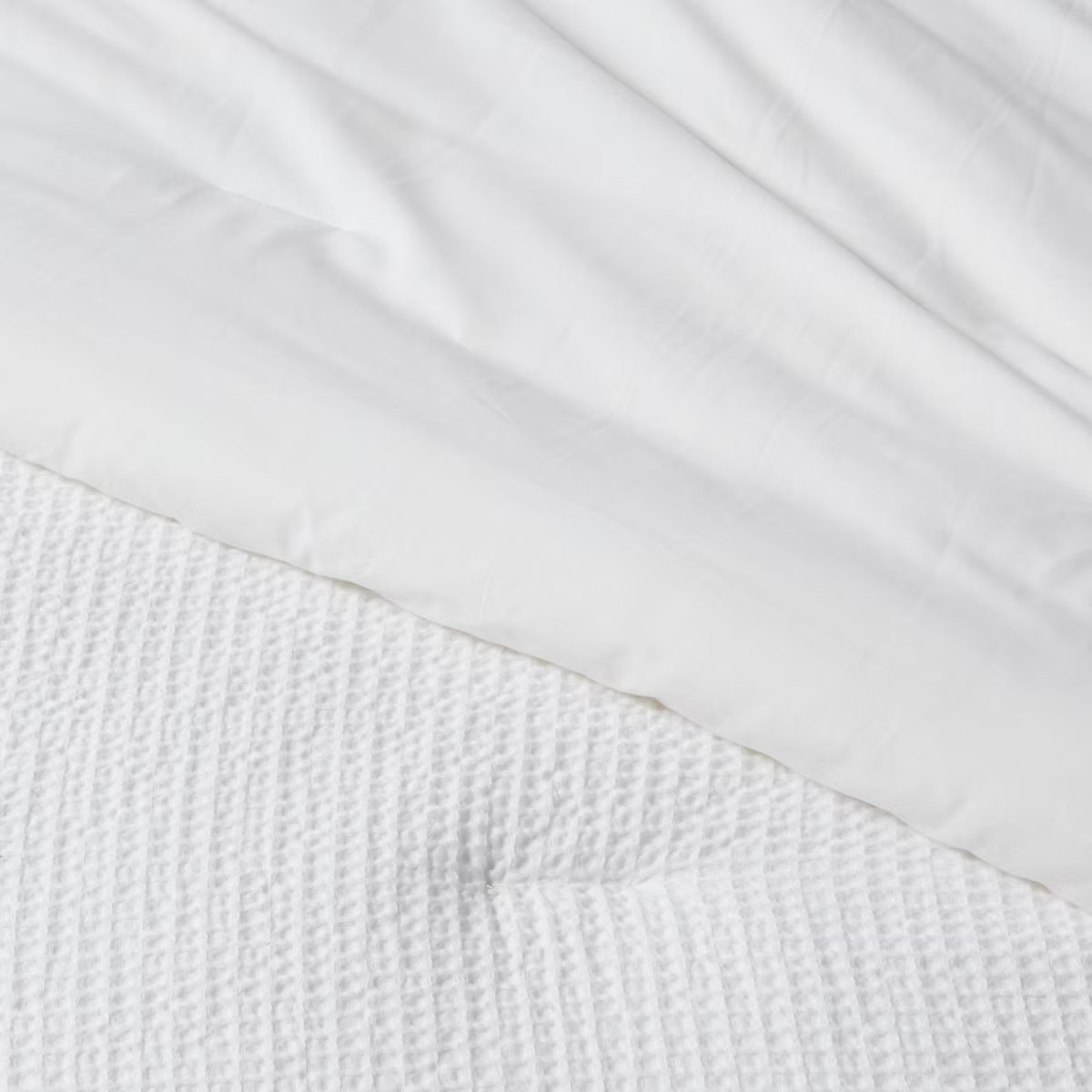 Full/Queen Washed Waffle Weave Comforter and Sham Set White - Threshold™: Cotton Textile, Oeko-... | Target