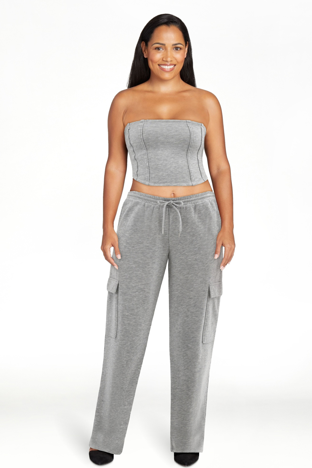 No Boundaries Tube Top and Cargo Sweatpants Set, 2-Piece, Women's | Walmart (US)