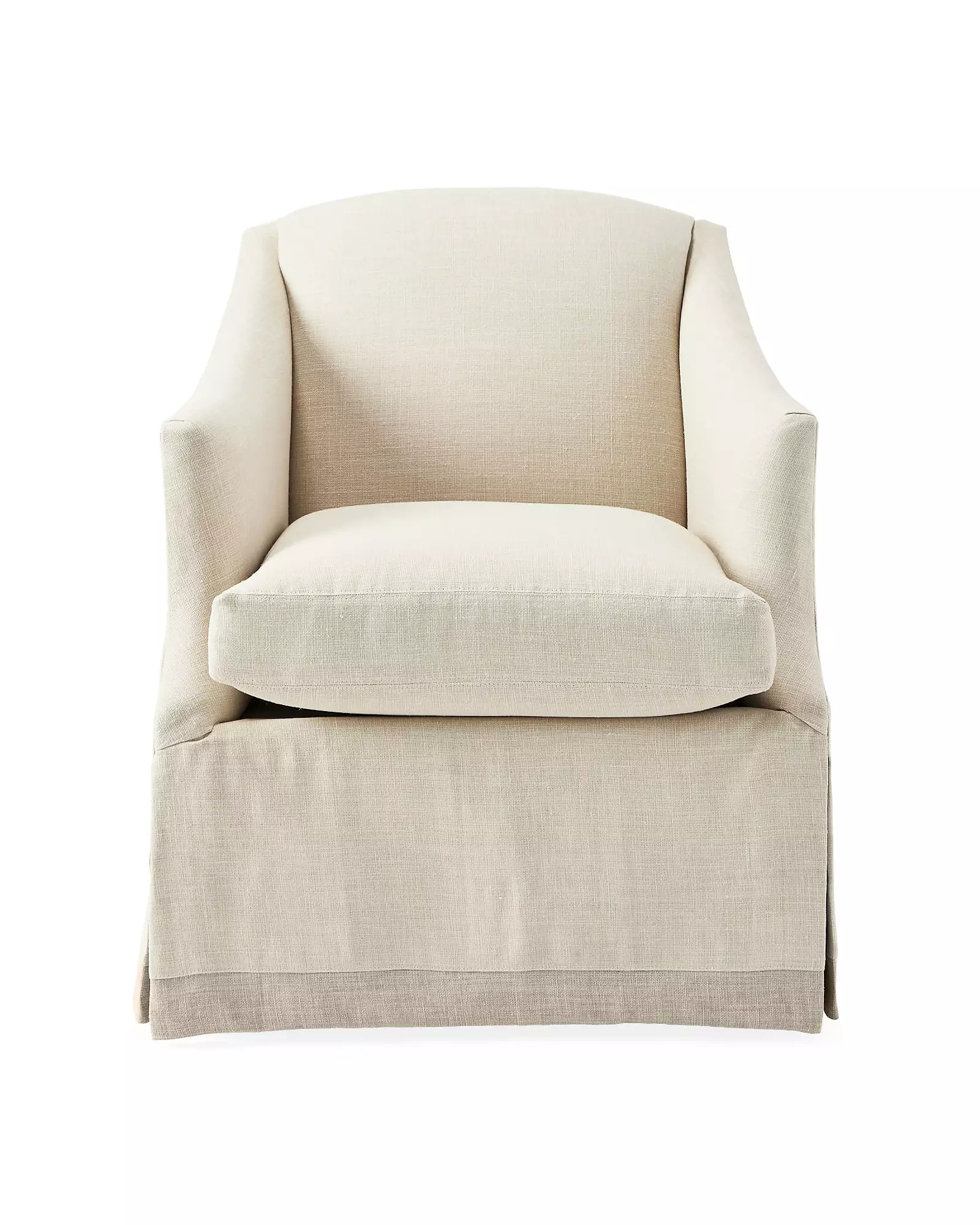 Hinsdale Swivel Chair in Linen with Contrast Border | Serena and Lily