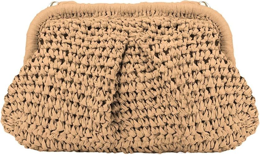 Beach Chic Women's Raffia Straw Dumpling Clutch Stylish Summer Vacation Crossbody Bag Rattan Purs... | Amazon (US)