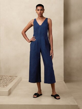 Cropped Linen-Cotton Jumpsuit | Banana Republic Factory