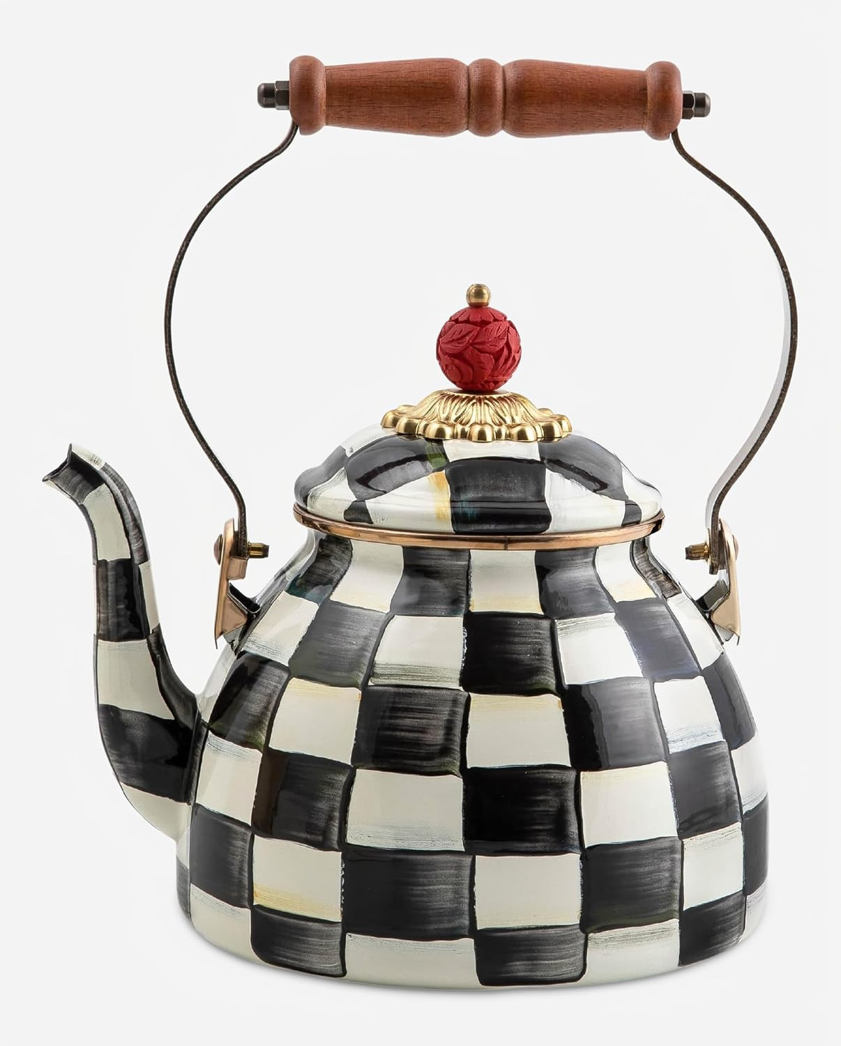 MACKENZIE-CHILDS Tea Kettle, 2 Quarts, Black-and-White Courtly Check | Amazon (US)