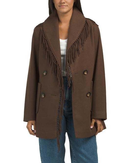 Shawl Collar Fringe Coat | TJ Maxx