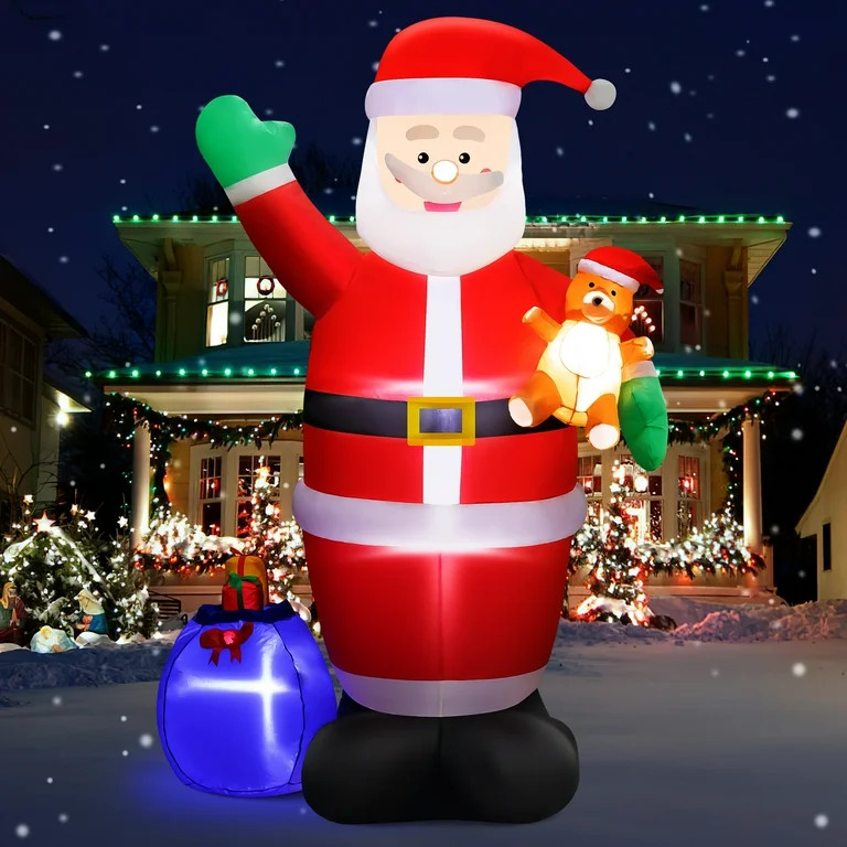 IZNEN 7ft Christmas Inflatable Santa Claus Outdoor Decor with Gift Bag and Bear Large Blow Up San... | Walmart (US)