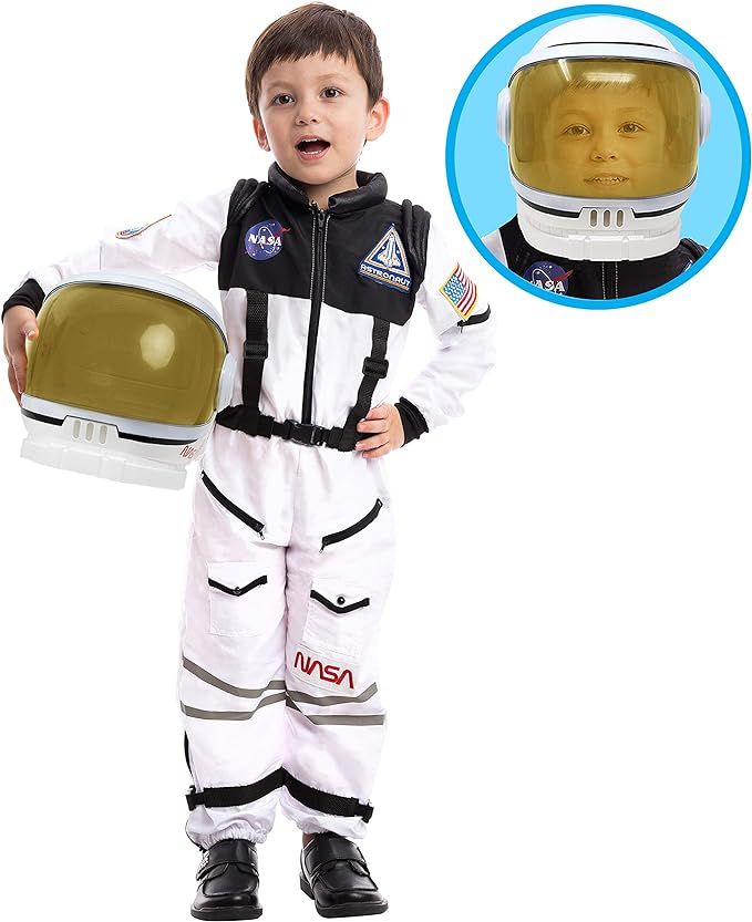 Astronaut NASA Pilot Costume with Movable Visor Helmet for Kids, Boys, Girls, Toddlers Space Pret... | Amazon (US)