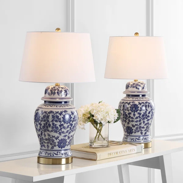 Mccrady 31'' Blue/White Table Lamp Set | Wayfair Professional