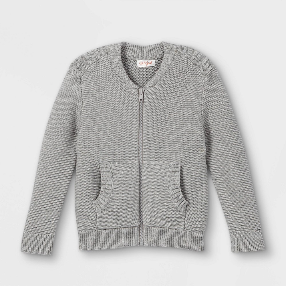 Toddler Boys' Sweater Knit Zip-Up Bomber Jacket - Cat & Jack™ Heather Gray | Target