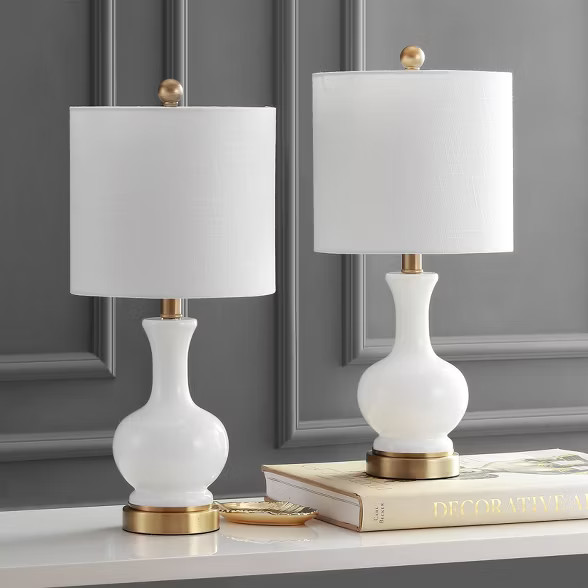 22" (Set of 2) Cox Glass/Metal Table Lamp (Includes Energy Efficient Light Bulb) - JONATHAN Y | Target