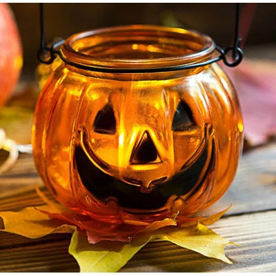 Halloween Candle Holders Set Of 4, Metal Hanging Pumpkin Lantern Decorative | Wayfair North America